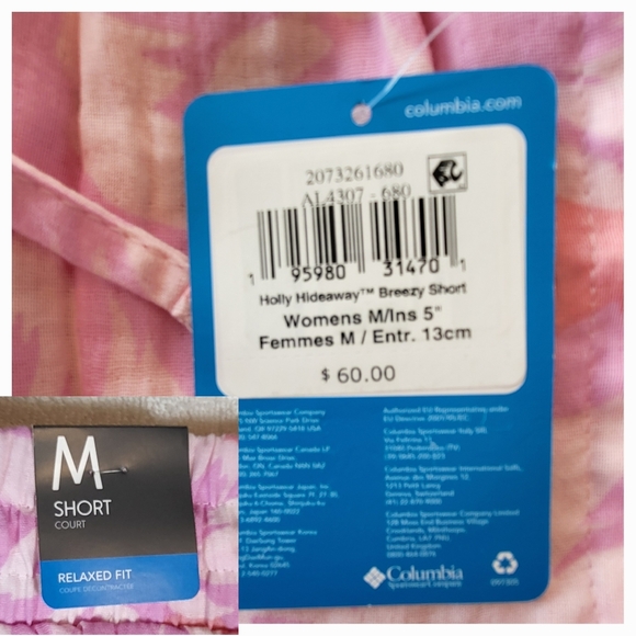 COLUMBIA Light Pink Holly Hideaway Breezy Shorts - Size Medium   (NWT) - Picture 8 of 10